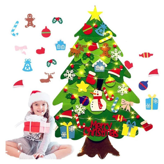 DIY Felt Christmas Tree Merry Christmas Decorations for Home 2024 New Year Xmas Tree Toddlers Busy Board Kids Montessori Toys